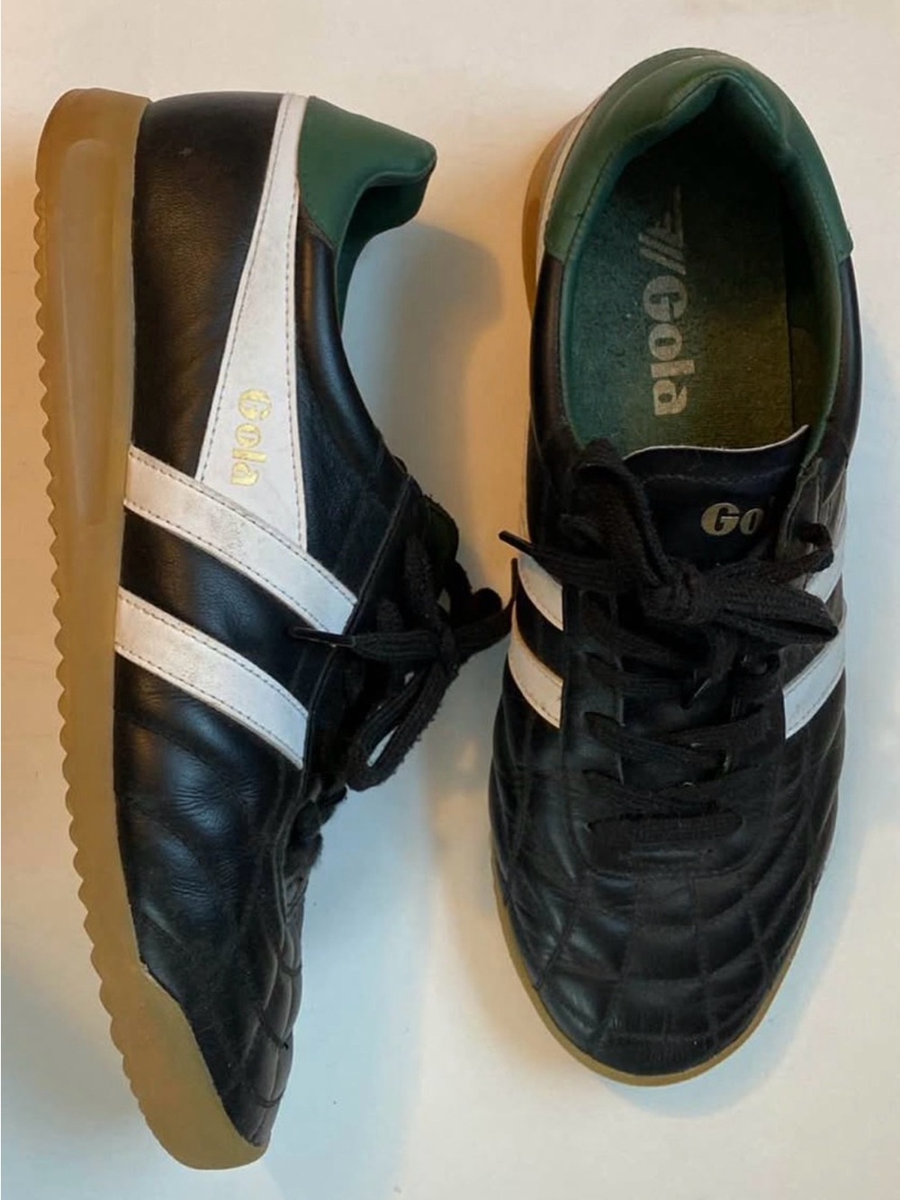 Gola Men's Black, White & Green Indoor Trainer Sneakers